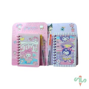 دفترچه یادداشت کرومی خودکار دار برند ملودی