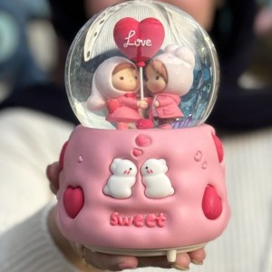 گوی موزیکال برفی دو خواهر خرگوشی قلب به دست