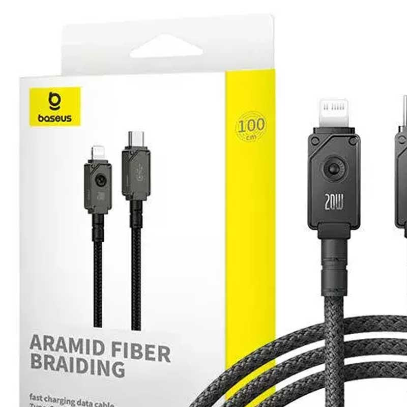 کابل شارژ سریع تایپ سی به لایتنینگ 20 وات 1 متری بیسوس CB000049 P10355803111-00