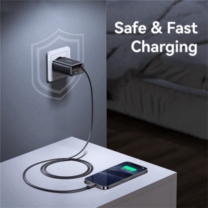 شارژر دیواری تایپ سی و یو اس بی با کابل تایپ سی 30 وات