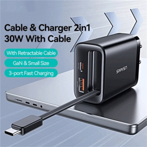 آداپتور تایپ سی و یو اس بی با کابل تایپ سی 30 وات