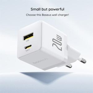 بهترین شارژر دیواری فست تایپ‌سی و یو اس بی 20 وات بیسوس با کابل دو سر تایپ سی