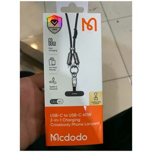 کابل دو سر تایپ‌سی فست شارژ با بند آویز گردنی گوشی مک دودو