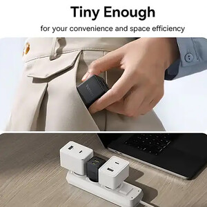 خرید شارژر دیواری فست تایپ‌سی و یو اس بی 30 وات بیسوس با کابل دو سر تایپ سی