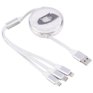 فروش کابل قرقره ای جمع شو سه سر لایتنینگ تایپ سی و میکرو یو اس بی پرووان