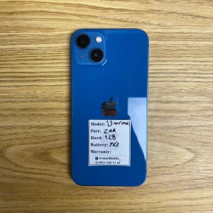 گوشی آیفون 13 آبی (zaa) | حافظه 128 گیگابایت دوسیم باطری %76 (کارکرده ) + ویدیو