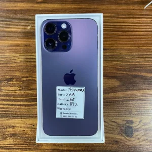 گوشی آیفون 14 پرومکس (zaa) بنفش | حافظه 256 گیگابایت  دوسیم (با ریجستر) باطری  %84 (کارکرده درحدنو ) + ویدیو