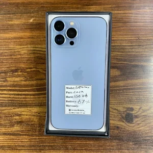 گوشی آیفون 13 پرومکس (zaa) آبی | حافظه 256 گیگابایت  دوسیم (با ریجستر) باطری  %87 (کارکرده درحدنو ) + ویدیو