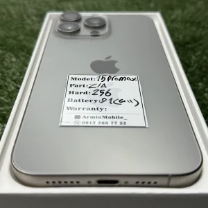 گوشی آیفون 15 پرومکس نچرال (ZAA) | حافظه 512 گیگابایت دوسیم  باطری %91 با ریجستر (کارکرده )