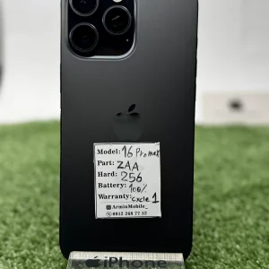 گوشی آیفون 16 پرومکس مشکی (ZAA) | حافظه 256 گیگابایت دوسیم  باطری %100 با ریجستر (کارکرده )