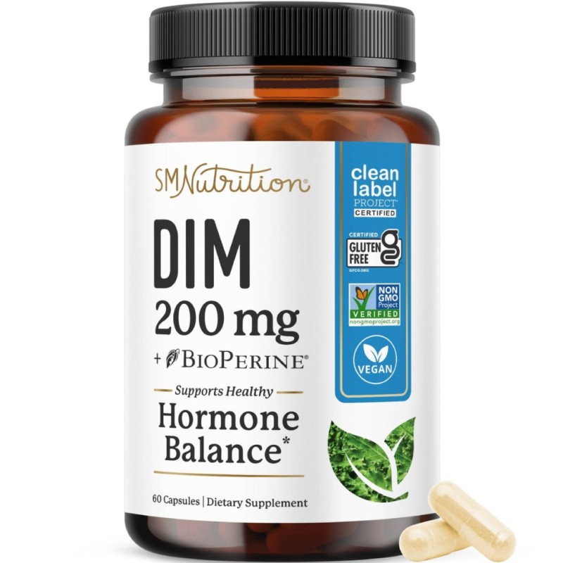 مکمل گیاهی تنظیم کننده هورمون بانوان و آقایان  DIM200mg + بیوپرین برند sm nutrition