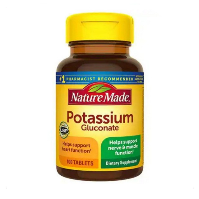 مکمل پتاسیم گلوکونات 550mg  تقویت قلب و سیستم عصبی 100عددی برند نیچرمد