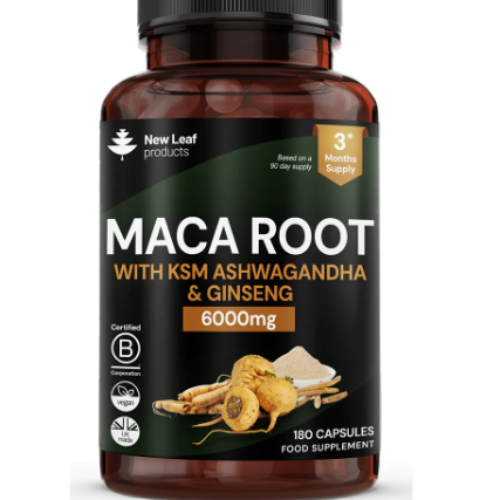 مکمل گیاهی maca root  همراه با آشوگاندا و ریشه جنسینگ ۱۸۰ عددی