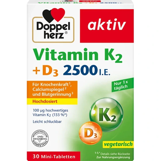 مکمل ویتامین D3 + K2 داپل هرز  ۳۰ عددی