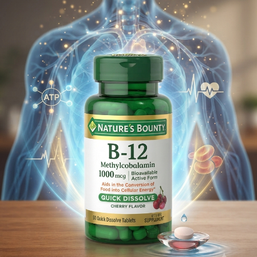 قرص ویتامین B12 متیل کوبالین Nature's Bounty - بسته ۶۰ عددیVitamin B 12 Methylcobalamın 1000