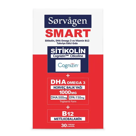 کپسول‌های سورواژن (Sorvagen) حاوی سیتیکولین، DHA، امگا ۳ و ویتامین B12 - بسته ۳۰ عددی