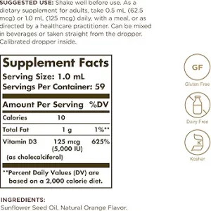 قطره خوراکی ویتامین  ۵۹ml D3 برند سولگار solgar