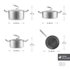 سرویس قابلمه ۷ پارچه استیل ۵ لایه برند کاراجا karaca