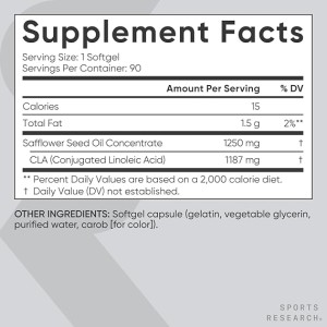 مکمل ورزشی  CLA 1250 برند sports research ساخت آمریکا 90 عددی