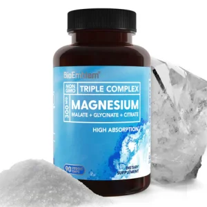 کاملترین مکمل گیاهی منیزیم ( گلیسینات ، سیترات ، مالات )  با جذب بالا 90 عددی برند bioemblem