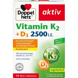 مکمل ویتامین D3 + K2 داپل هرز  ۳۰ عددی