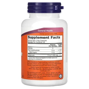 دی مانوز۱۲۰ عددی D-Mannose 500 mg NOW ، افزایش دهنده سلامتی مجاری ادرا ر برند now
