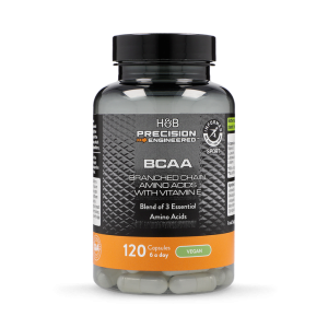 مکمل گیاهی آمینو اسید بی سی ای ای ۱۲۰ عددی BCAA H&B همراه ویتامین E ساخت انگلیس ۱۲۰ عددی
