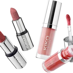 پک مینی لوازم آرایشی لب به همراه کیف لوازم آرایشی برند kiko