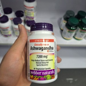 مکمل گیاهی آشواگاندا کاهش دهنده استرس و اضطراب وبر نچرالز 7200 میلی گرم 60 عددی