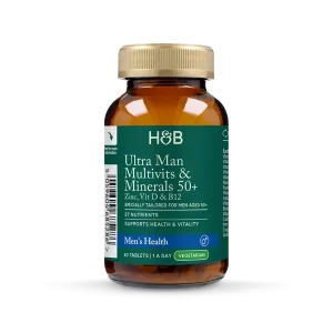 مولتی ویتامین و میترال گیاهی ۹۰ عددی مناسب مردان بالای ۵۰ سال برند h&bانگلستان