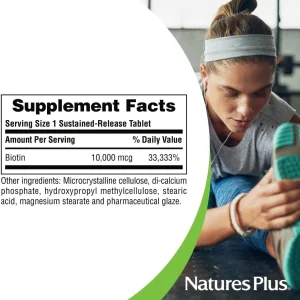 مکمل بیوتین ۱۰۰۰۰ میلی گرم قوطی ۹۰ عددی biotin 10000 mcg natturesplus