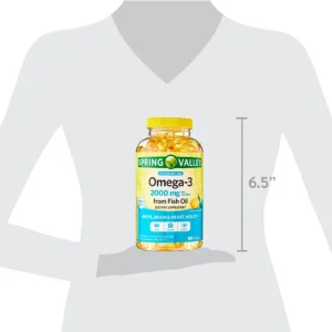 مکمل طبیعی امگا ۳ دوز ۲۰۰۰ mg  برند spring valley ساخت کانادا ۱۸۰عددی