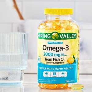 مکمل طبیعی امگا ۳ دوز ۲۰۰۰ mg  برند spring valley ساخت کانادا ۱۸۰عددی