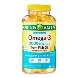مکمل طبیعی امگا ۳ دوز ۲۰۰۰ mg  برند spring valley ساخت کانادا ۱۸۰عددی