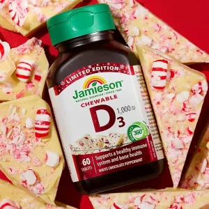 ویتامین دی ۳ گیاهی جویدنی ۶۰ عددی طعم شکلات سفید jamieson chewable D3 1000IU