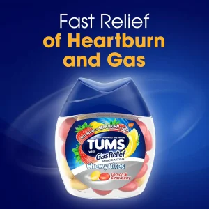 قرص جویدنی تامز (نفخ معده) ۲۸ عددی لیمو توت فرنگی Tums gsk gas relief