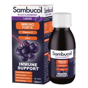شربت سامباکول ایمونو فورته Sambucol Black Elderberry Immuno Forte + Vitamin C & Zinc | تقویت سیستم ایمنی | 120 میل ساخت انگلیس ا