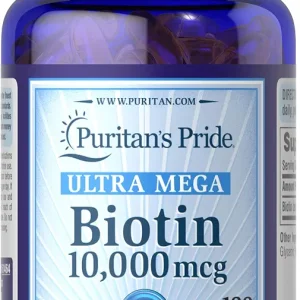 مکمل بیوتین biotin ultra mega دوز ۱۰۰۰۰ میکرو گرم ساخت آمریکا ۱۰۰ عددی