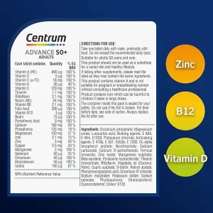 سنتروم ادونس +۵۰ قوطی ۱۰۰ عددی centrum Advance 50+ بزرگسالان ظاهر جدید Haleon