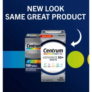 سنتروم ادونس +۵۰ قوطی ۱۰۰ عددی centrum Advance 50+ بزرگسالان ظاهر جدید Haleon