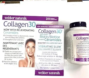 کلاژن همراه سرامید و بیوتین ۳۰ قوطی ۲۰۰ عددی Wwebber naturals Collagen 30 with Ceramides
