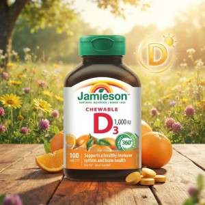 مکمل ویتامین D3 (1000 IU) جویدنی جمیسون ۱۰۰ عددی با طعم پرتقال