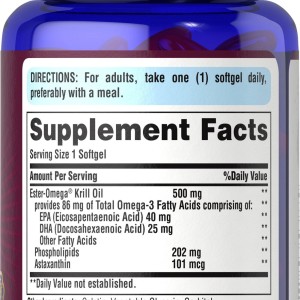 مکمل سافت ژل کریل اویل ۳۰ عددی Krill oil puritans pride 500mg
