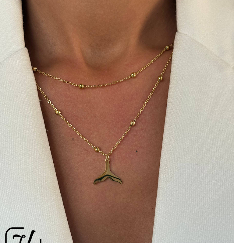 گردنبند طرح  دم وال دو لاین