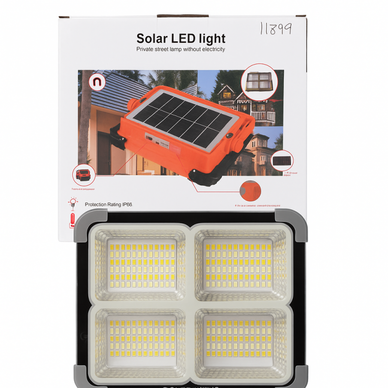 پرژکتور شارژی سولاری 200 وات SOLAR LED LIGHT پاوربانک دار  4 باطری