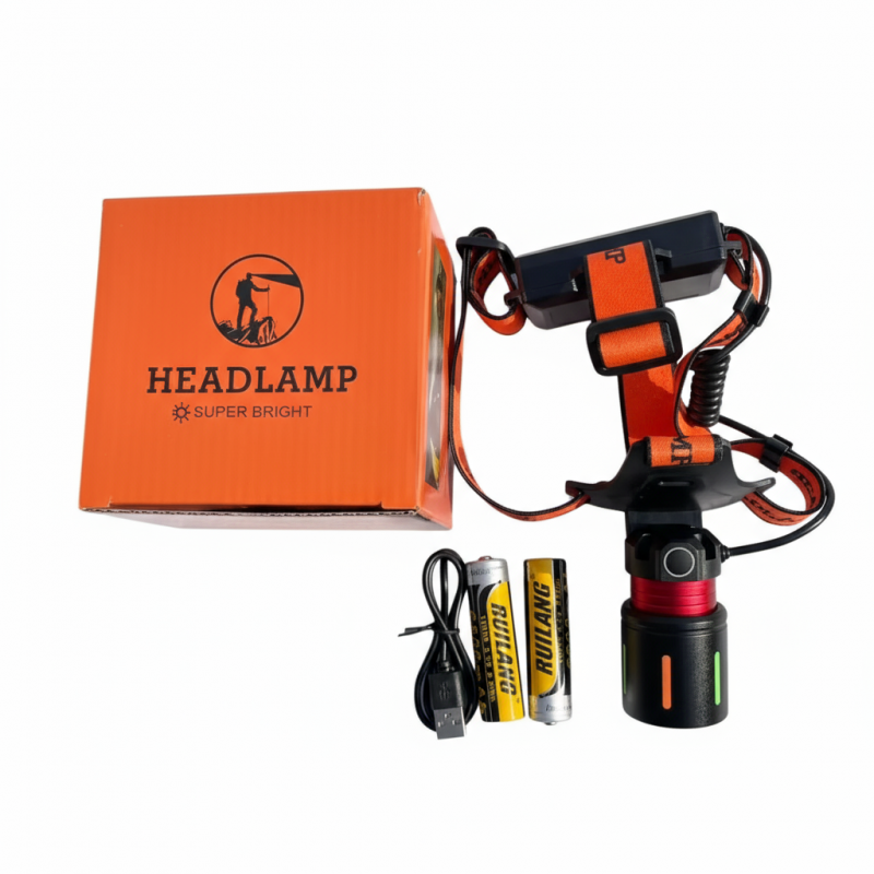 چراغ پیشانی شارژی حرفه‌ای ۵۰ وات LED زوم‌دار ضدآب – مناسب کوهنوردی، کمپینگ