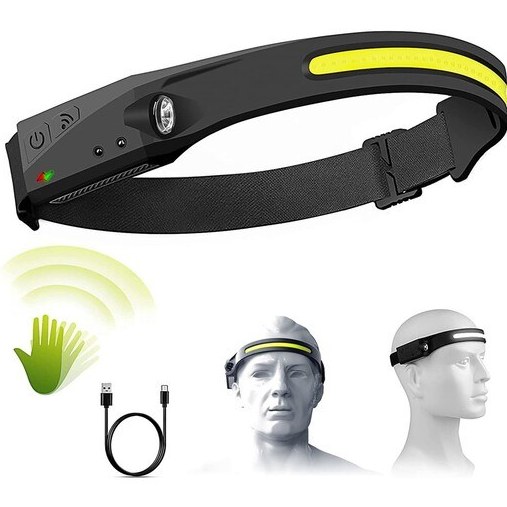 چراغ پیشانی شارژی COB مدل DK‑630 ضدآب با سنسور هوشمند حرکتی مناسب کمپ و تعمیرات