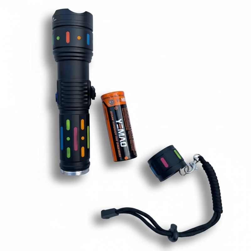 چراغ دستی شارژی USB مدل 30Hour LH‑7107 | ضدآب، زوم‌دار، نور LED پرقدرت و باتری لیتیومی – مناسب کمپینگ و استفاده حرفه‌ای