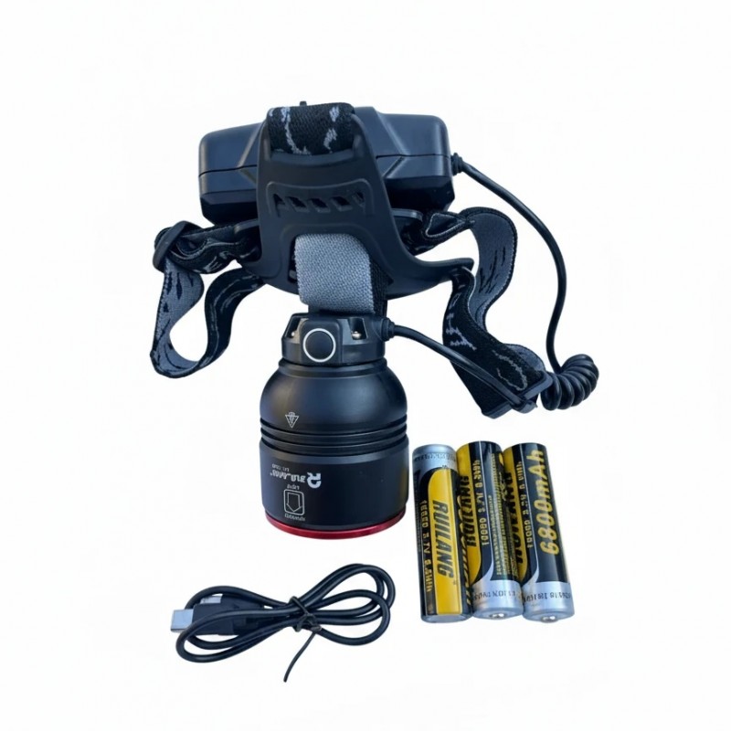 چراغ پیشانی شارژی RUILANG مدل RL‑T2208 با سه باتری 6800 میلی‌آمپر