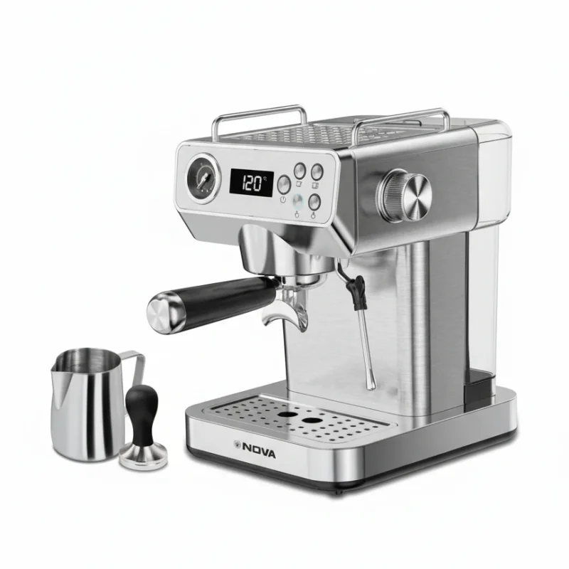 اسپرسوساز NDVA NCM‑2061EXPS فشار 20 بار ترموبلاک 1360 وات با نازل کف‌ساز